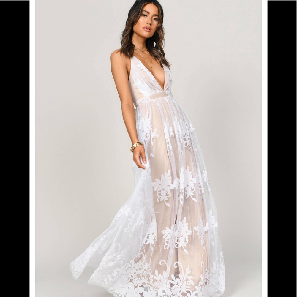 Floral White Lace - Bridal/Maternity Maxi Dress